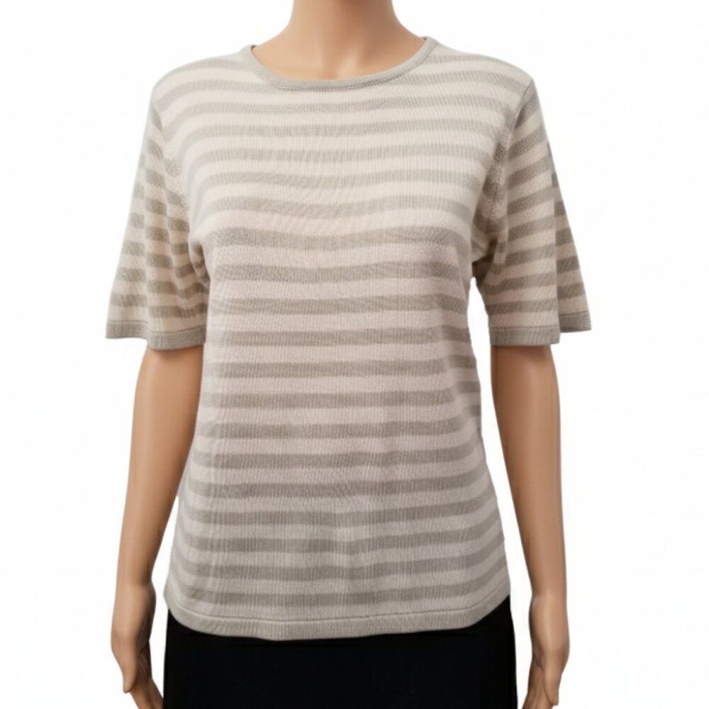 Saks Fifth Avenue Collection Top 100% Silk Stretch Short Sleeve Medium
